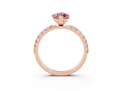 Rose gold Marquise Cut Morganite Solitaire Pavé Band with Four-Prong Setting_3