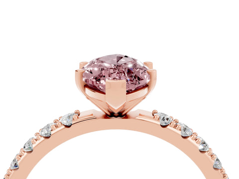 Rose gold Marquise Cut Morganite Solitaire Pavé Band with Four-Prong Setting_4