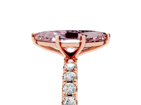 Rose gold Marquise Cut Morganite Solitaire Pavé Band with Four-Prong Setting_5