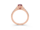 Rose gold Marquise Cut Morganite Solitaire Ring with Cathedral Setting and Pavé Band_3