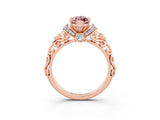 Rose gold Marquise Cut Morganite Solitaire Ring with Filigree Band and Four-Prong Setting_27