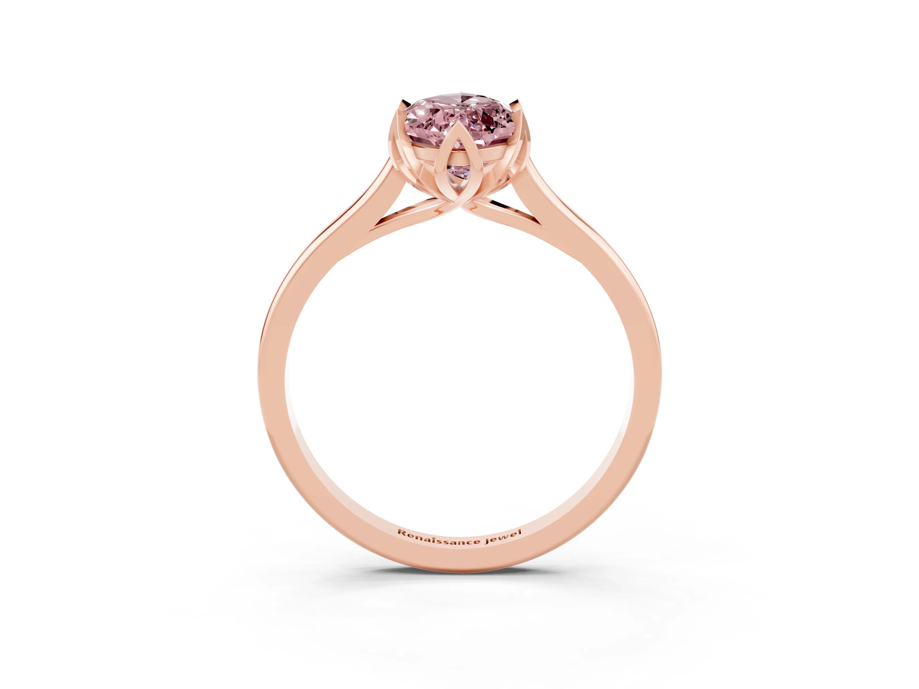 Rose gold Marquise Cut Morganite Solitaire Ring with Flower Prong Setting and Classic Band_15