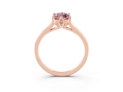 Rose gold Marquise Cut Morganite Solitaire Ring with Flower Prong Setting and Classic Band_15