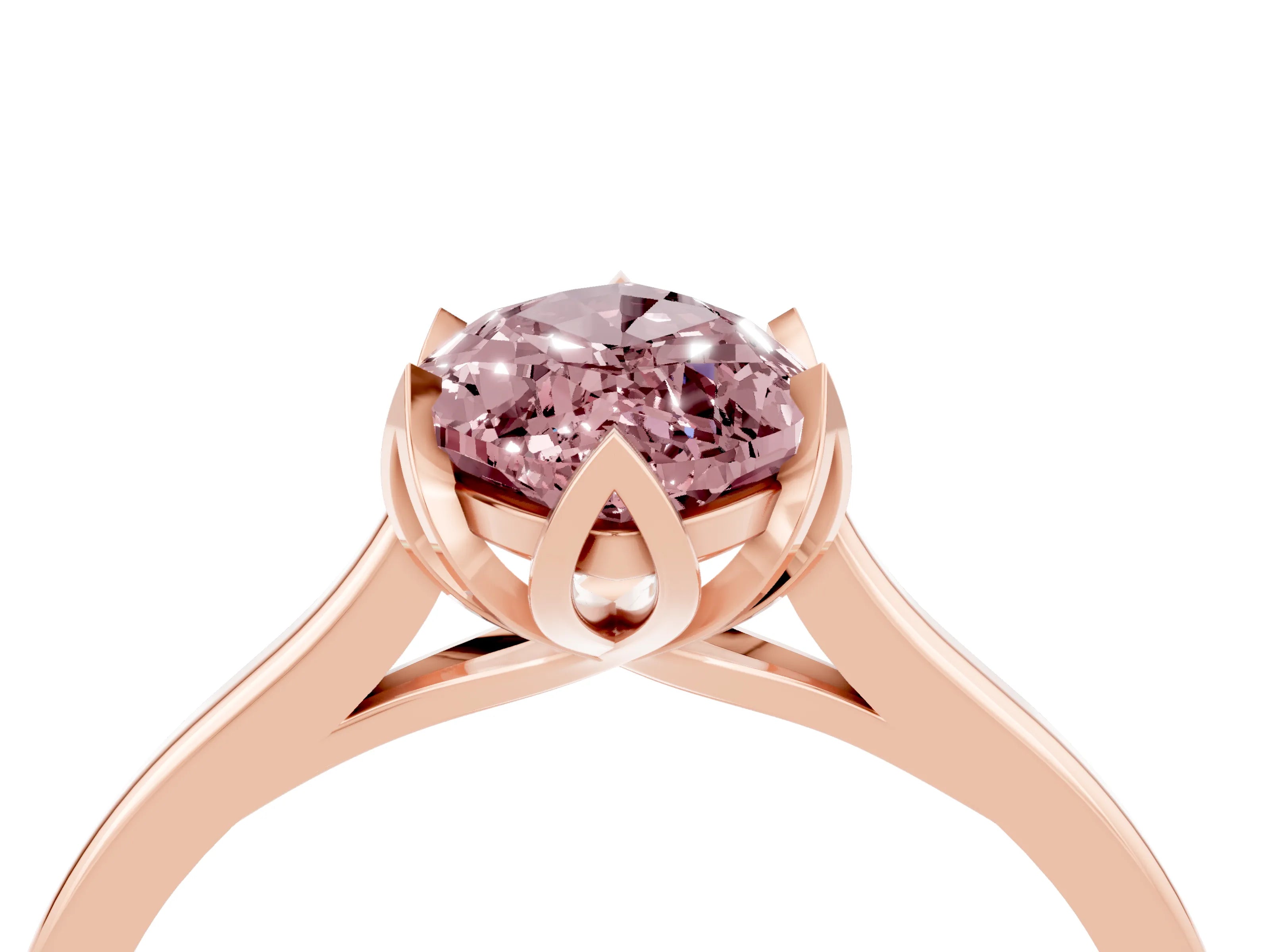 Rose gold Marquise Cut Morganite Solitaire Ring with Flower Prong Setting and Classic Band_16