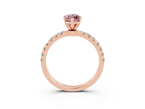 Rose gold Marquise Cut Morganite Solitaire Ring with Pavé Accents and Four-Prong Setting_3