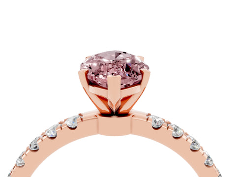 Rose gold Marquise Cut Morganite Solitaire Ring with Pavé Accents and Four-Prong Setting_4