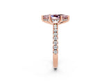 Rose gold Marquise Cut Morganite Solitaire Ring with Pavé Band and Four-Prong Setting_26