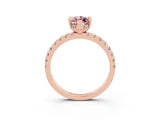 Rose gold Marquise Cut Morganite Solitaire Ring with Pavé Band and Four-Prong Setting_27