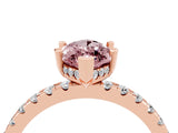Rose gold Marquise Cut Morganite Solitaire Ring with Pavé Band and Four-Prong Setting_28
