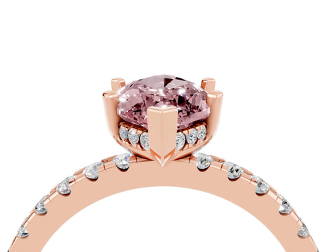 Rose gold Marquise Cut Morganite Solitaire Ring with Pavé Band and Four-Prong Setting_28