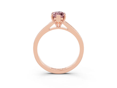 Rose gold Marquise Cut Morganite Solitaire Ring with Pavé Band and Prong Setting_3
