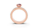 Rose gold Marquise Cut Morganite Solitaire Ring with Pavé and Channel Set Band_3