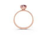 Rose gold Marquise Cut Morganite Solitaire Ring with Pave Band and Four Prong Setting_15