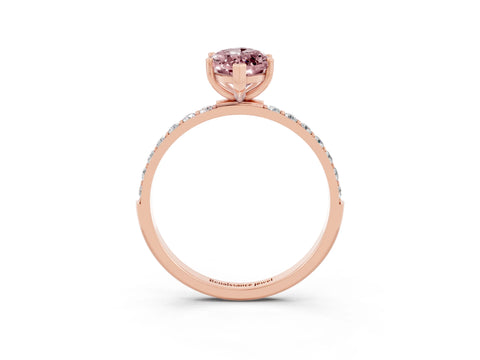 Rose gold Marquise Cut Morganite Solitaire Ring with Pave Band and Four Prong Setting_15