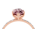 Rose gold Marquise Cut Morganite Solitaire Ring with Pave Band and Four Prong Setting_16