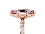 Rose gold Marquise Cut Morganite Solitaire Ring with Pave Band and Four Prong Setting_17
