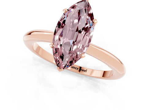 Rose gold Marquise Cut Morganite Solitaire Ring with Six-Prong Setting and Classic Band_1