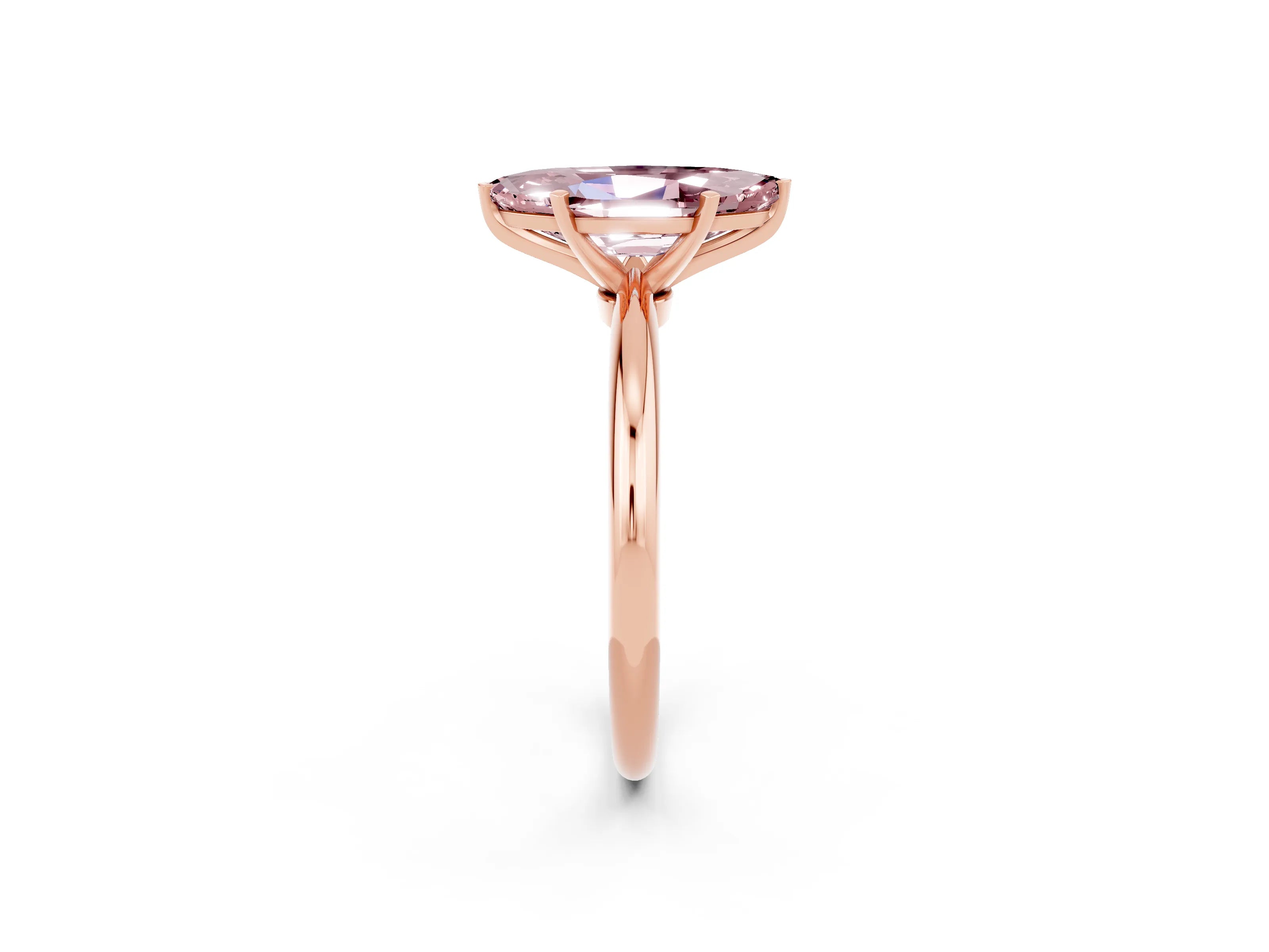 Rose gold Marquise Cut Morganite Solitaire Ring with Six-Prong Setting and Classic Band_2