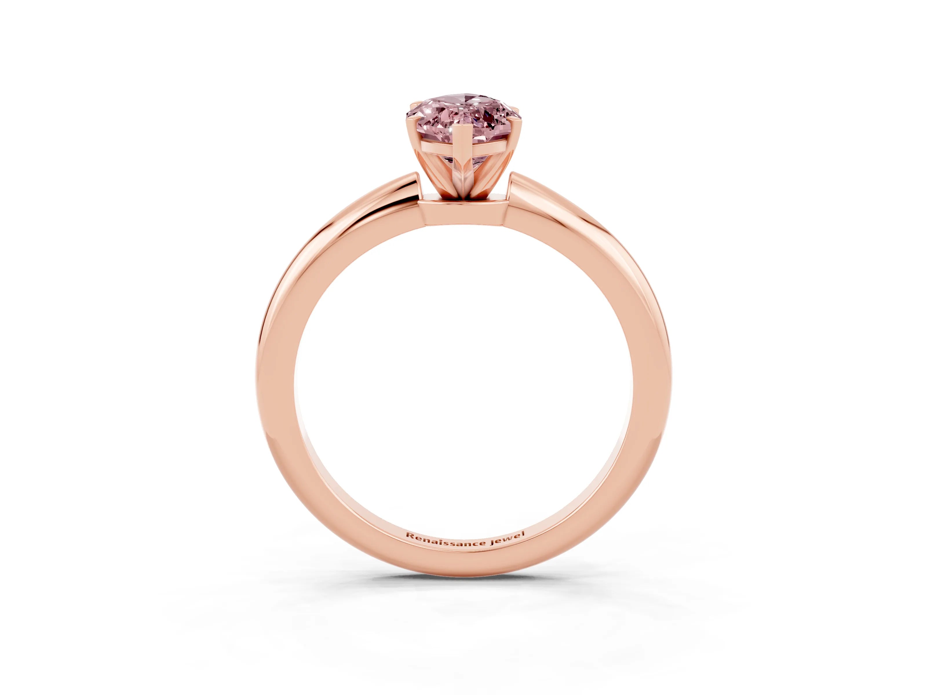 Rose gold Marquise Cut Morganite Solitaire Ring with Six-Prong Setting and Classic Band_3