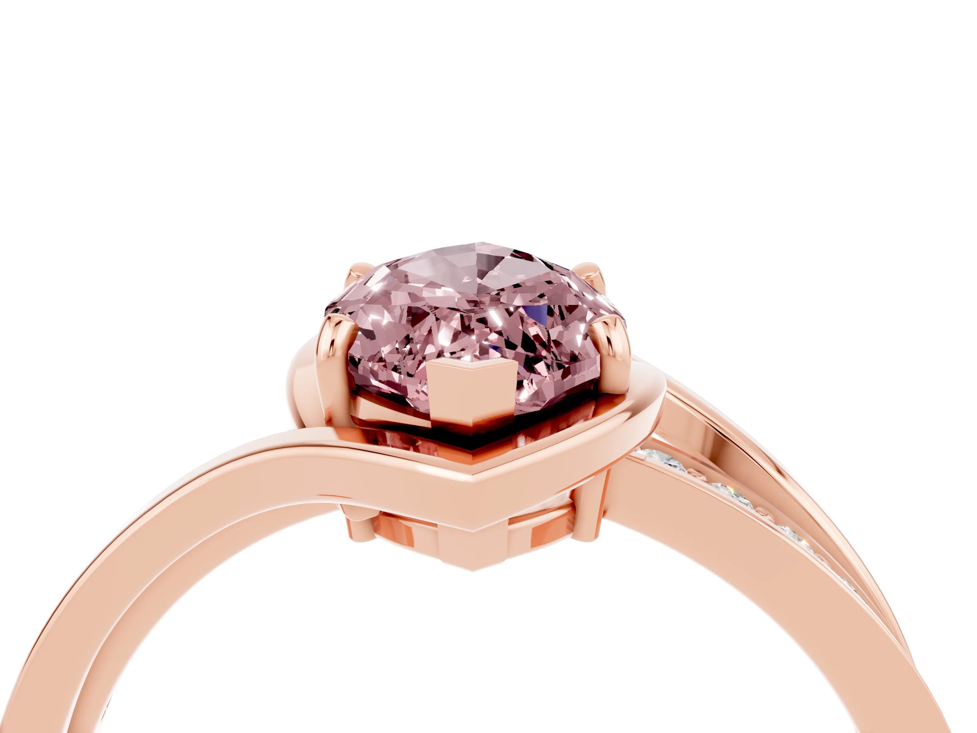 Rose gold Marquise Cut Morganite Solitaire Ring with Split Shank and Prong Setting_4