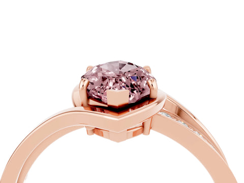 Rose gold Marquise Cut Morganite Solitaire Ring with Split Shank and Prong Setting_4