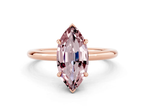 Rose gold Marquise Cut Morganite Solitaire Ring with Thin Band and Four-Prong Setting_12