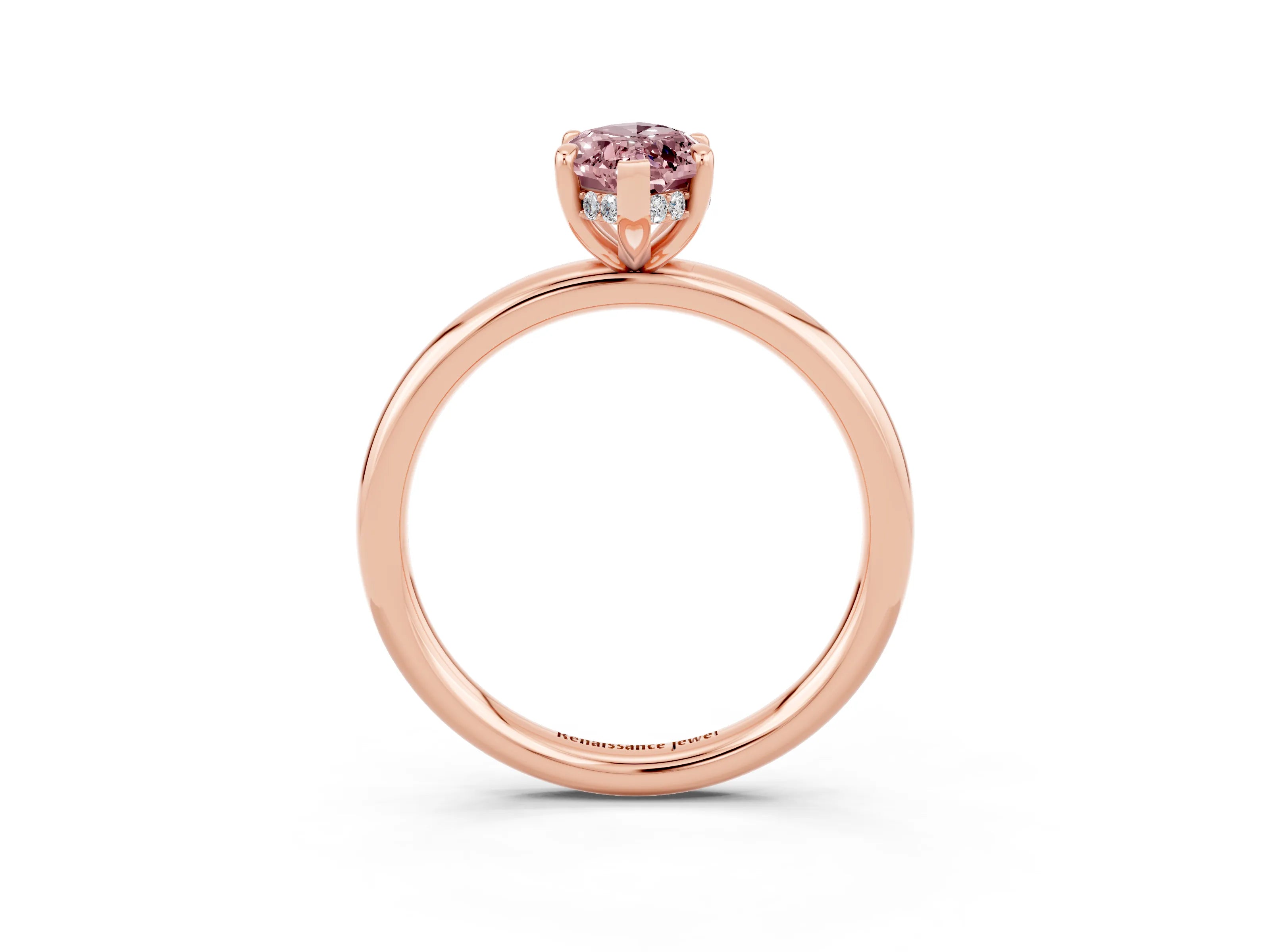 Rose gold Marquise Cut Morganite Solitaire Ring with Thin Band and Four-Prong Setting_15