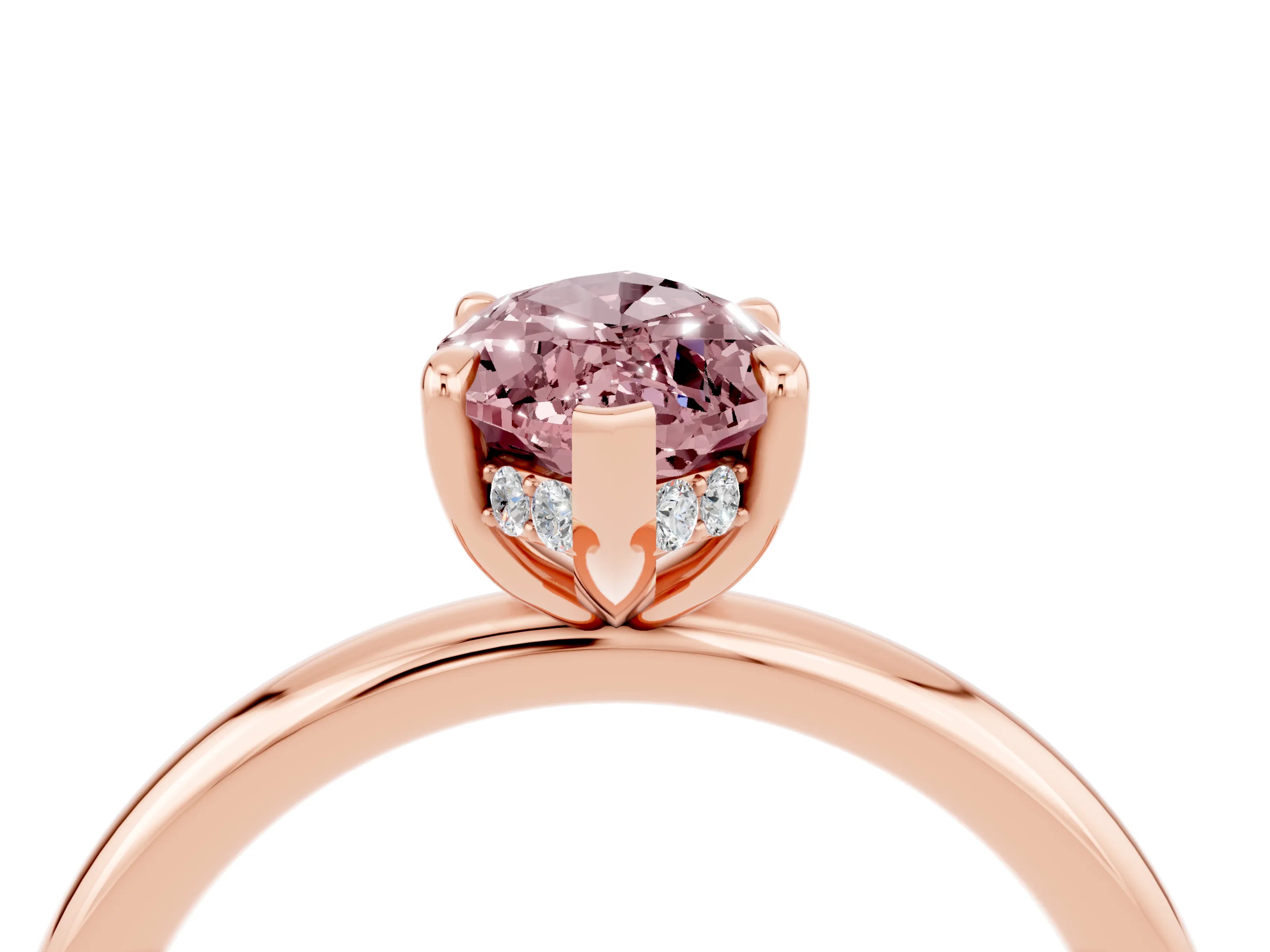 Rose gold Marquise Cut Morganite Solitaire Ring with Thin Band and Four-Prong Setting_16