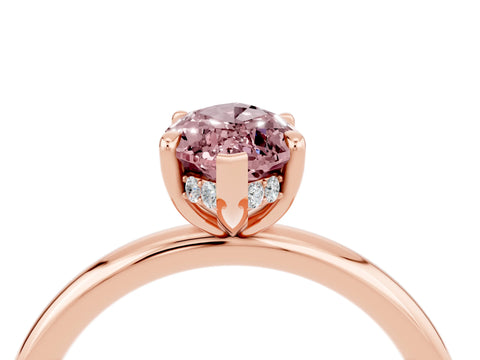 Rose gold Marquise Cut Morganite Solitaire Ring with Thin Band and Four-Prong Setting_16