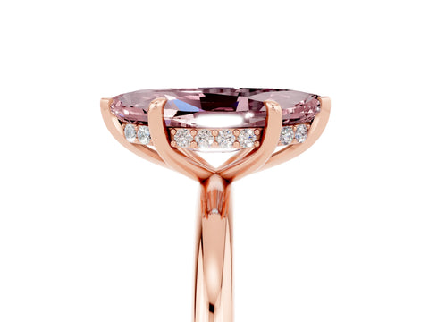 Rose gold Marquise Cut Morganite Solitaire Ring with Thin Band and Four-Prong Setting_17