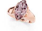 Rose gold Marquise Cut Morganite Solitaire Ring with Wide Band and Prong Setting_1