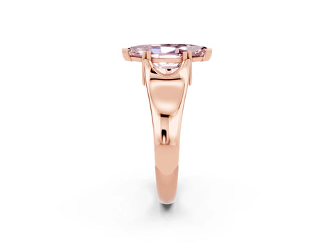 Rose gold Marquise Cut Morganite Solitaire Ring with Wide Band and Prong Setting_2