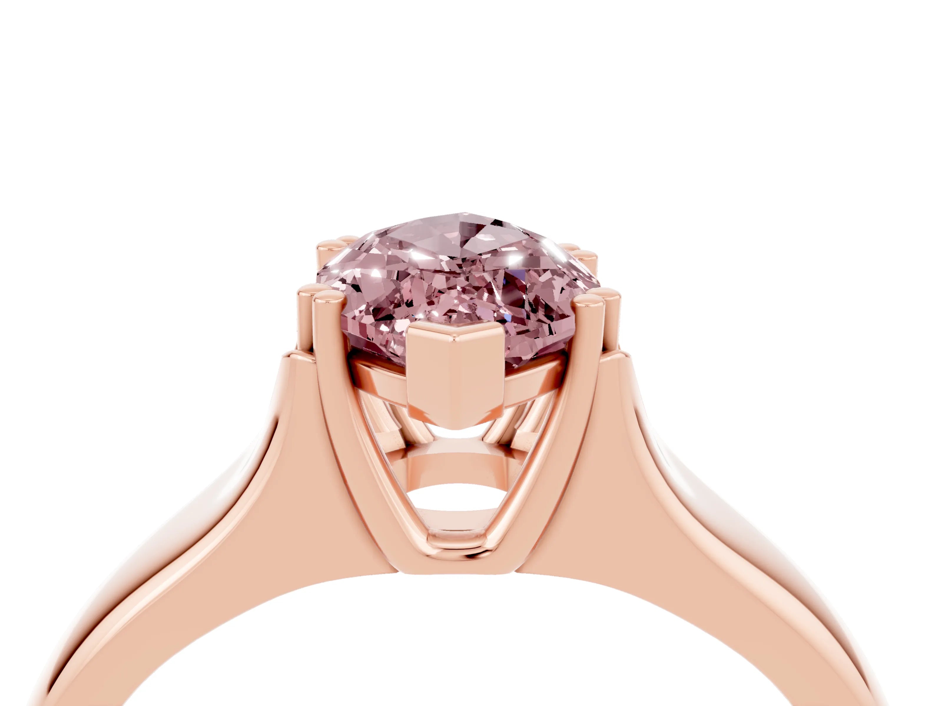 Rose gold Marquise Cut Morganite Solitaire Ring with Wide Band and Prong Setting_4
