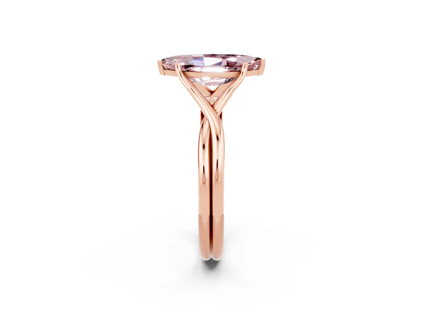 Rose gold Marquise Cut Morganite Solitaire Twist Band Prong Setting Ring