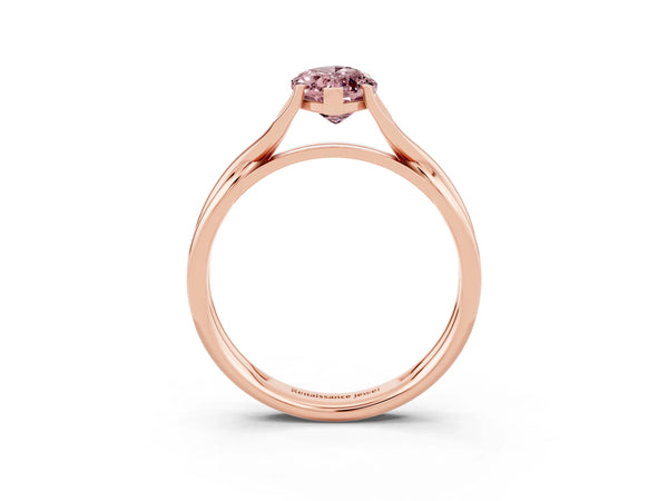 Rose gold Marquise Cut Morganite Solitaire Twist Band Prong Setting Ring