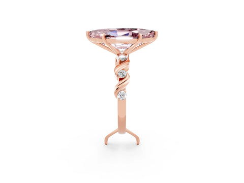 Rose gold Marquise Cut Morganite Solitaire Twisted Band with Round  Accents and Prong Setting_14