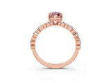 Rose gold Marquise Cut Morganite Solitaire with Side Stones, Pave Band, Four-Prong Setting_39