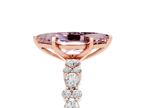 Rose gold Marquise Cut Morganite Solitaire with Side Stones, Pave Band, Four-Prong Setting_41