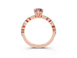 Rose gold Marquise Cut Morganite Solitaire with Side Stones on a Pavé Band and Four-Prong Setting_3