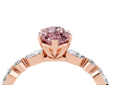 Rose gold Marquise Cut Morganite Solitaire with Side Stones on a Pavé Band and Four-Prong Setting_4