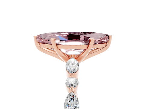 Rose gold Marquise Cut Morganite Solitaire with Side Stones on a Pavé Band and Four-Prong Setting_5