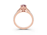 Rose gold Marquise Cut Morganite Split Shank Engagement Ring with Pavé Band_3
