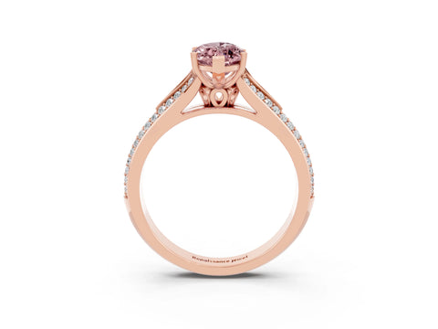 Rose gold Marquise Cut Morganite Split Shank Engagement Ring with Pavé Band_3