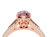 Rose gold Marquise Cut Morganite Split Shank Engagement Ring with Pavé Band_4