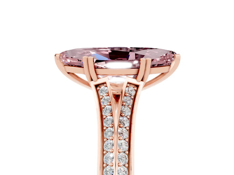 Rose gold Marquise Cut Morganite Split Shank Engagement Ring with Pavé Band_5