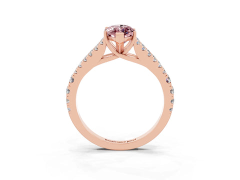 Rose gold Marquise Cut Morganite Split Shank Pavé Engagement Ring with Four-Prong Setting_15