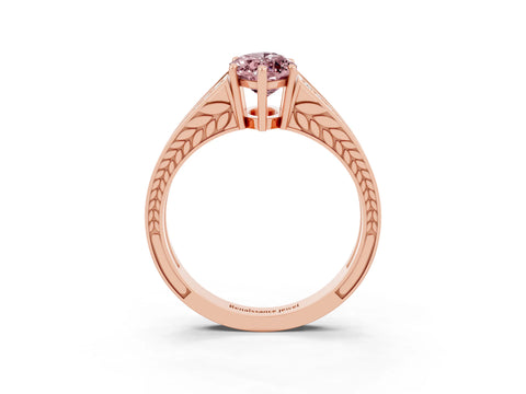 Rose gold Marquise Cut Morganite Split Shank Ring with Pavé Band and Four-Prong Setting_3
