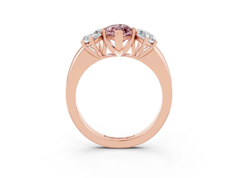 Rose gold Marquise Cut Morganite Three-Stone Ring with Four-Prong Setting and Classic Band_3