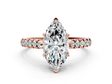 Rose gold Marquise Cut Pavé Band Solitaire Ring with Four-Prong Setting_178