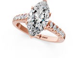 Rose gold Marquise Cut Pavé Band Solitaire Ring with Four-Prong Setting_179